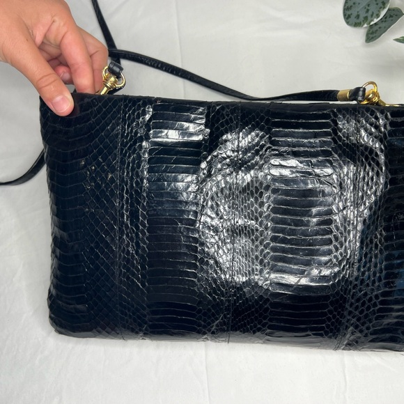 Vintage Black Snakeskin Clutch by Jasmin - Picture 5 of 8